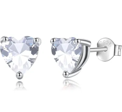 Donatello Gian Solid 925 Sterling Silver Created Gemstone Heart Stud Earrings