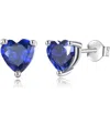 Donatello Gian Solid 925 Sterling Silver Created Gemstone Heart Stud Earrings