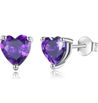 Donatello Gian Solid 925 Sterling Silver Created Gemstone Heart Stud Earrings