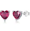Donatello Gian Solid 925 Sterling Silver Created Gemstone Heart Stud Earrings In Multi