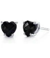 Donatello Gian Solid Sterling Silver Created Gemstone Heart Stud Earrings In Black Saphire