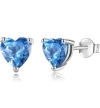 Donatello Gian Solid Sterling Silver Created Gemstone Heart Stud Earrings In Light Blue Topaz