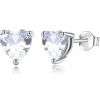 Donatello Gian Solid Sterling Silver Created Gemstone Heart Stud Earrings In White Topaz