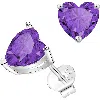 Donatello Gian Sterling Silver Amethyst Heart Studs In Silver