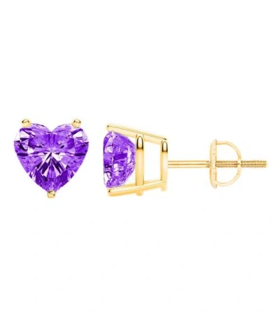 Donatello Gian Sterling Silver Amethyst Screw Back Studs In Purple