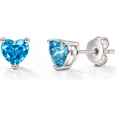Donatello Gian Sterling Silver Aqua Blue Heart Studs