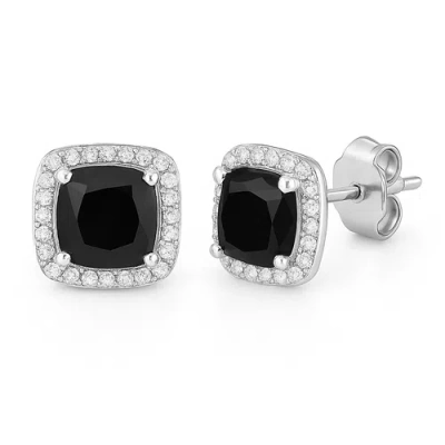 Donatello Gian Sterling Silver Black Onyx Halo Earrings