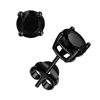 Donatello Gian Sterling Silver Black Rhodium Plated Round Studs