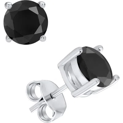 Donatello Gian Sterling Silver Black Round Studs