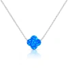 Donatello Gian Sterling Silver Blue Opal Clover Necklace In Blue