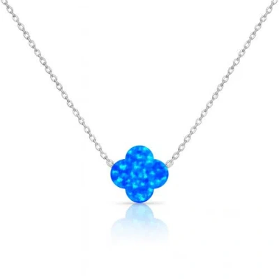 Donatello Gian Sterling Silver Blue Opal Clover Necklace