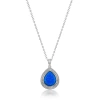 Donatello Gian Sterling Silver Blue Opal Necklace In Metallic