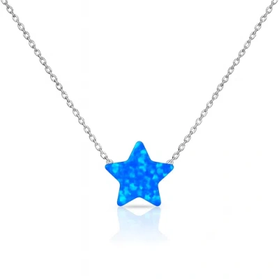 Donatello Gian Sterling Silver Blue Opal Star Necklace