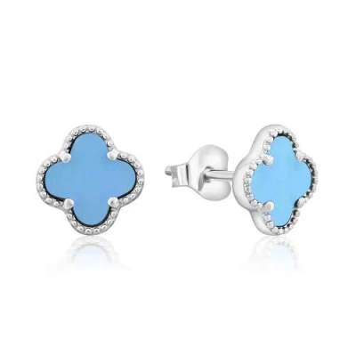 Donatello Gian Sterling Silver Blue Turquoise Clover Studs