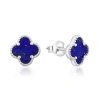 Donatello Gian Sterling Silver Clover Stud Earrings In Blue Lapis