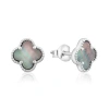 Donatello Gian Sterling Silver Clover Stud Earrings In Grey Shel