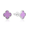 Donatello Gian Sterling Silver Clover Stud Earrings In Purple Turquoise