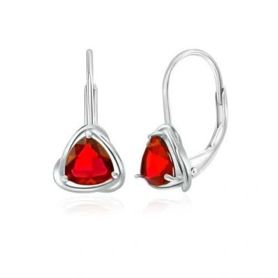 Donatello Gian Sterling Silver Created Gemstone Lever-back Earrings In Red