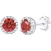 Donatello Gian Sterling Silver Created Ruby Halo Studs In Red
