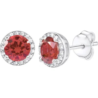 Donatello Gian Sterling Silver Created Ruby Halo Studs In Red