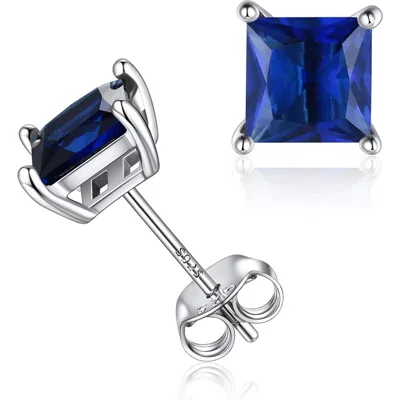 Donatello Gian Sterling Silver Created Sapphire Square Studs