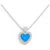 Donatello Gian Sterling Silver Crystal And Opal Heart Necklace In Blue