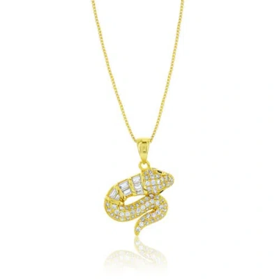 Donatello Gian Sterling Silver Crystal Cobra Necklace In Gold