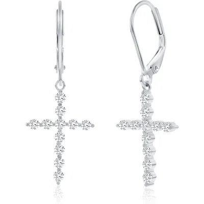 Donatello Gian Sterling Silver Crystal Cross Earrings