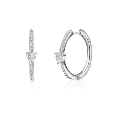 Donatello Gian Sterling Silver Crystal Heart Huggies