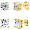 Donatello Gian Sterling Silver Crystal Studs Set In Gold