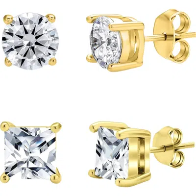 Donatello Gian Sterling Silver Crystal Studs Set In Gold