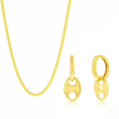 Donatello Gian Sterling Silver Earrings And Necklace Set In Gold