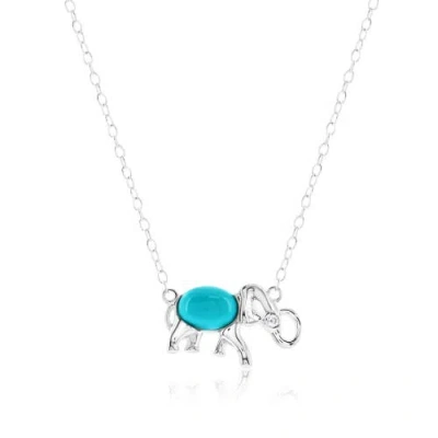 Donatello Gian Sterling Silver Elephant Turquoise Necklace In Green