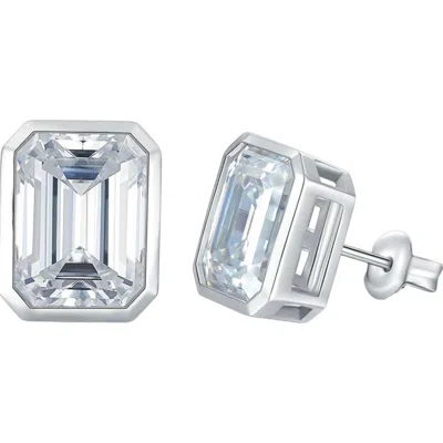 Donatello Gian Sterling Silver Emerald Cut Studs