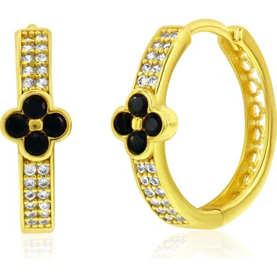 Donatello Gian Sterling Silver Flower Hoops In Gold