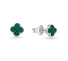 Donatello Gian Sterling Silver Green Clover Studs In Silver