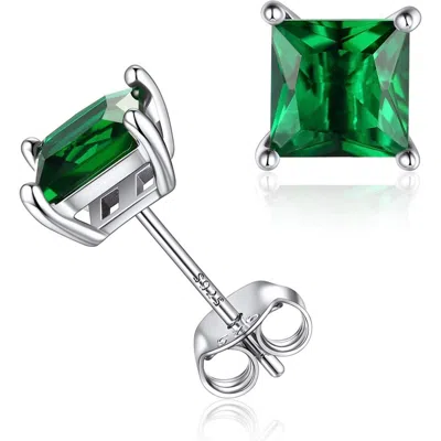 Donatello Gian Sterling Silver Green Square Studs