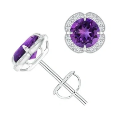 Donatello Gian Sterling Silver Halo Amethyst Earrings
