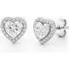 Donatello Gian Sterling Silver Halo Heart Earrings In Metallic