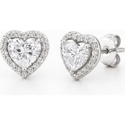 Donatello Gian Sterling Silver Halo Heart Earrings In Metallic