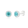 Donatello Gian Sterling Silver Halo Stud Earrings In Blue