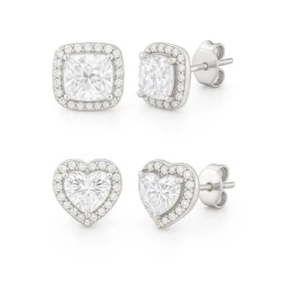 Donatello Gian Sterling Silver Halo Studs Set In Metallic