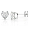 Donatello Gian Sterling Silver Heart Cut Crystal Stud Earrings In Silver