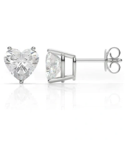 Donatello Gian Sterling Silver Heart Cut Crystal Stud Earrings