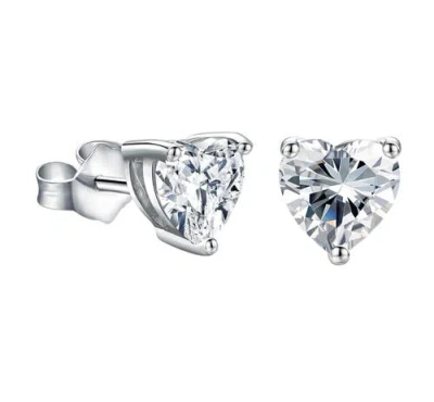 Donatello Gian Sterling Silver Heart Cut Moissanite Studs