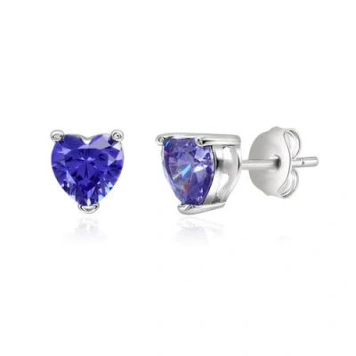 Donatello Gian Sterling Silver Heart Tanzanite Studs