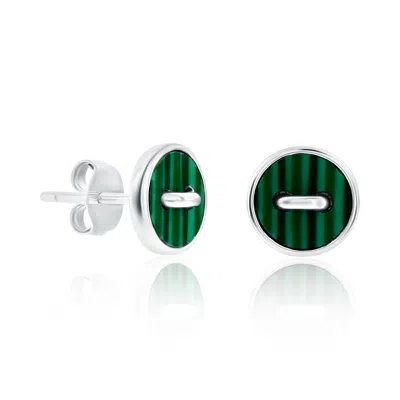 Donatello Gian Sterling Silver Malachite Button Studs