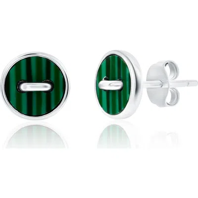 Donatello Gian Sterling Silver Malachite Button Studs In Green
