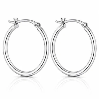 Donatello Gian Sterling Silver  Medium Hoop Earrings In Metallic