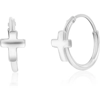 Donatello Gian Sterling Silver Mini Cross Huggies